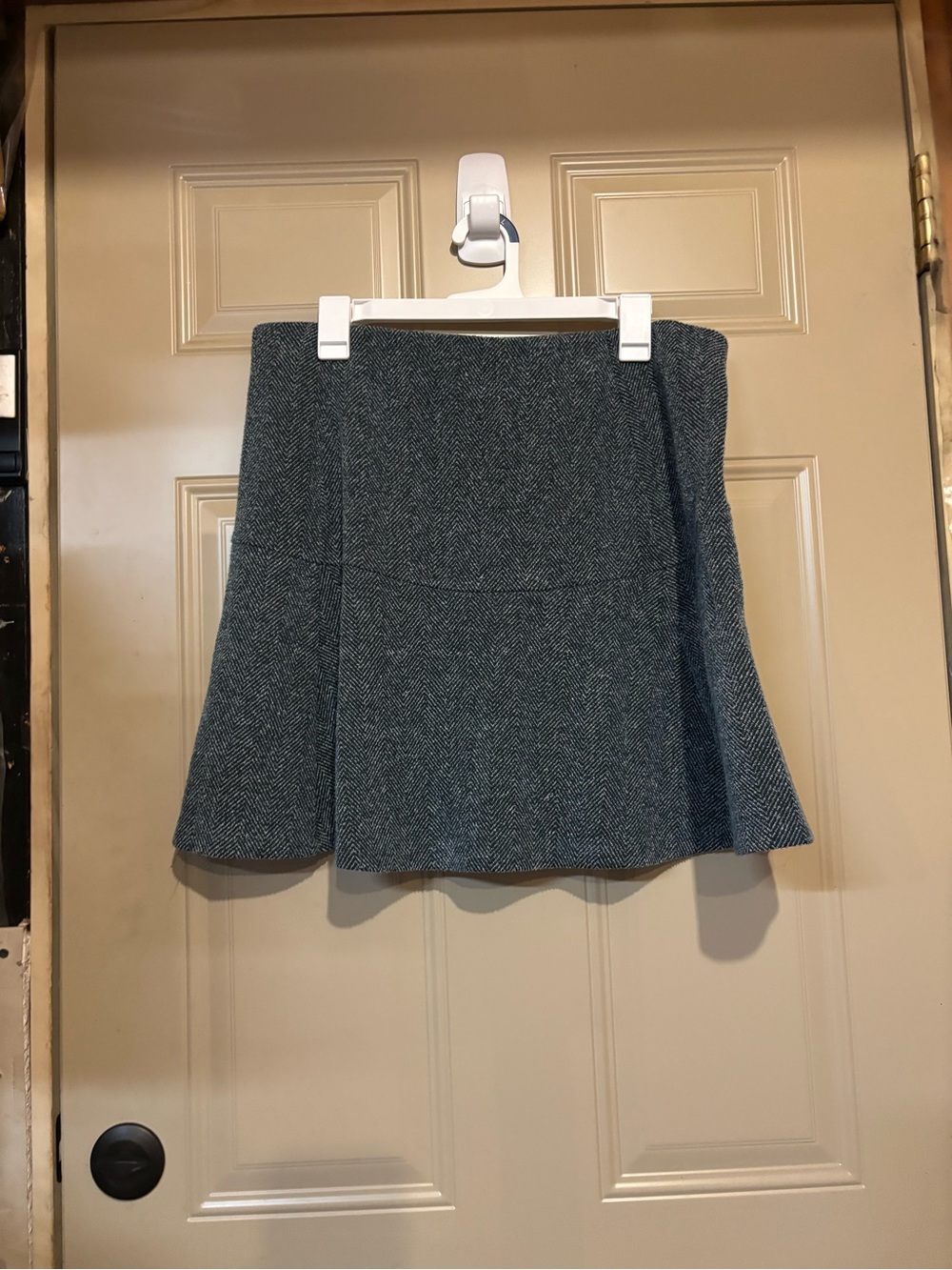 LOFT turquoise and white Herringbone Skater Skirt b209